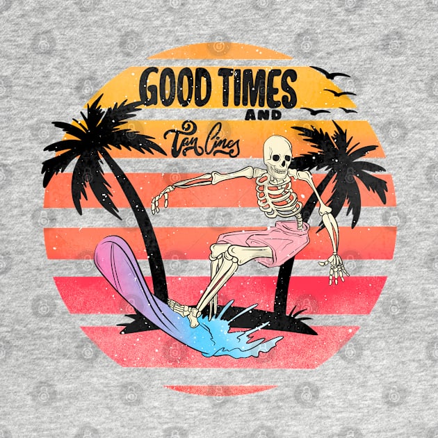 "Good Times & Tan Lines" Surfing Skeleton by FlawlessSeams